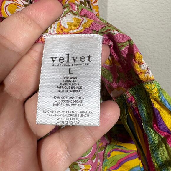 Velvet by Graham Spencer Large Tracy Cami Dress Floral Cotton V Neck Sleeveless - Picture 7 of 9